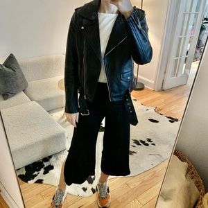 Zara side slit high waisted cropped wide leg pant size small